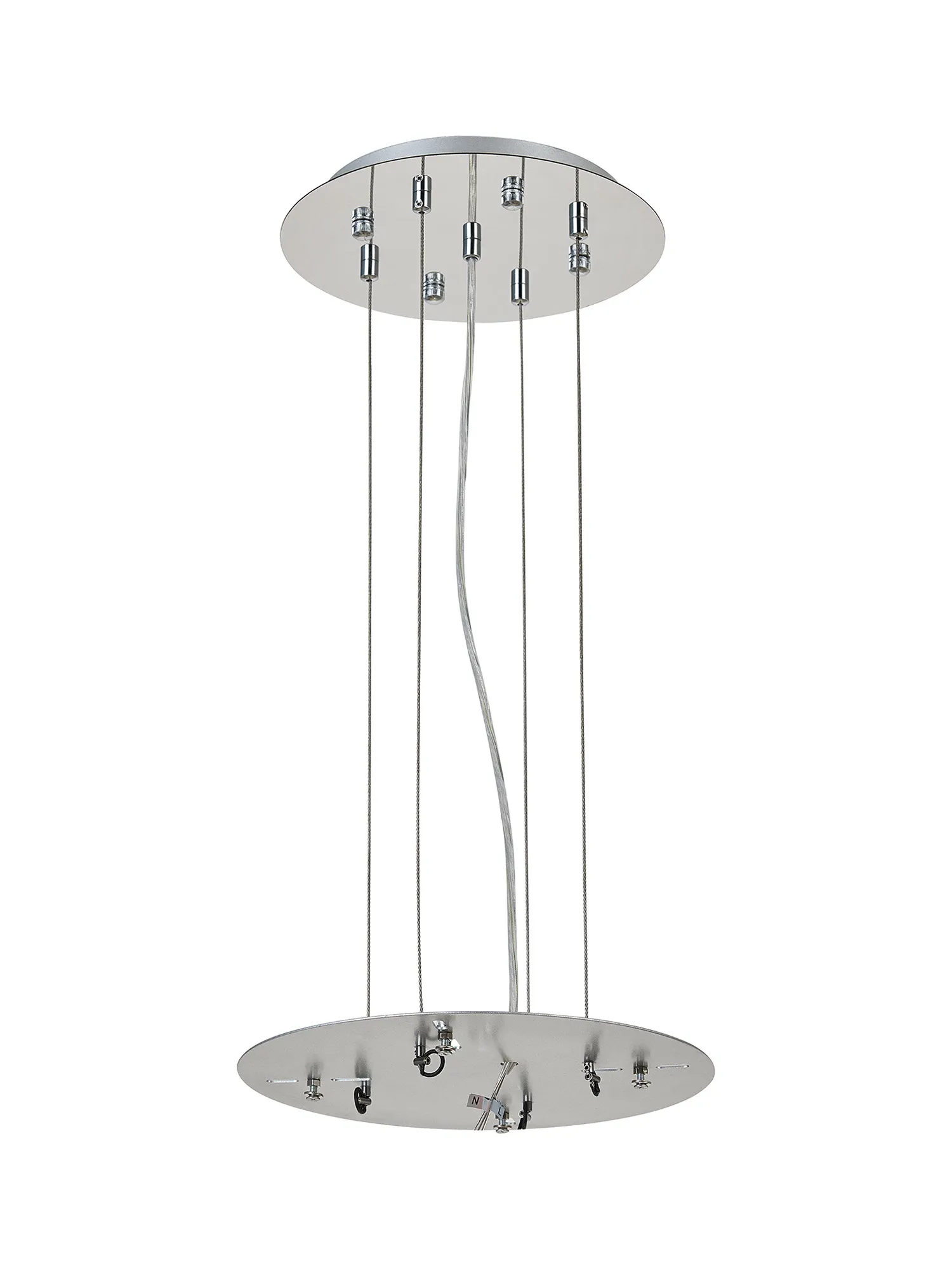 D0931CH/SI  Lowan 290mm, 3m Suspension Plate c/w Power Cable To Lower Flush Fittings, Polished Chrome/Silver Max Load 40kg (ONLY TESTED FOR OUR RANGE OF PRODUCTS)